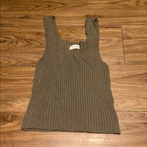 NWOT Brandy Melville John Galt Olive Ribbed Knit Tank Top